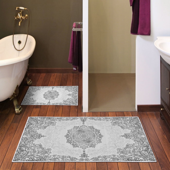 Mijölnir Kt466 Juego de Alfombrillas de Baño Antideslizantes y Antibacterianas de Poliéster, 50x60cm y 60x100cm, Confort de Lujo